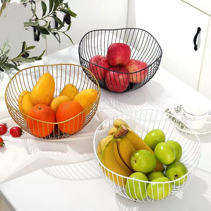 1pc/2pcs Iron Fruit Basket, Kitchen Storage Basket, Versatile Household Storage Basket, Simple Storage Basket