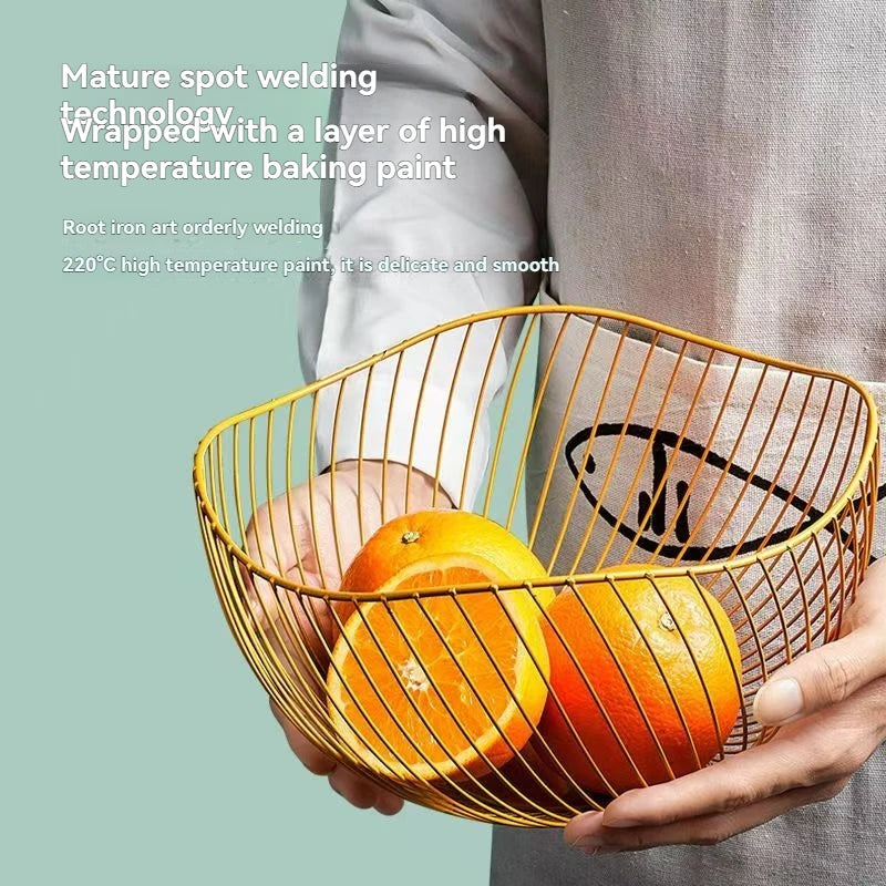 1pc/2pcs Iron Fruit Basket, Kitchen Storage Basket, Versatile Household Storage Basket, Simple Storage Basket
