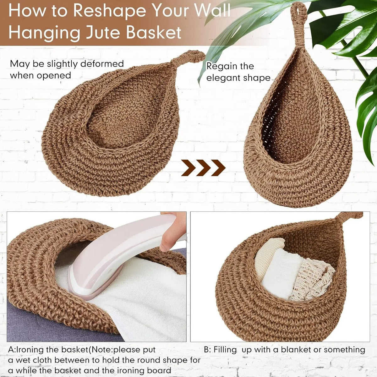 Boho Decor Hanging Wall Baskets for Kitchen 3 Pack Teardrop Baskets with Hooks Storage Fruit Onion Vegetable Potato for Home