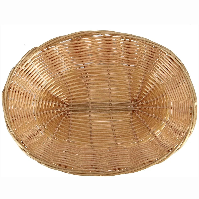 8/20Pcs Wicker Bread Baskets, Handwoven Oval Plastic Basket, Tabletop Fruit Vegetables Food Serving Basket for Home, Kitchen